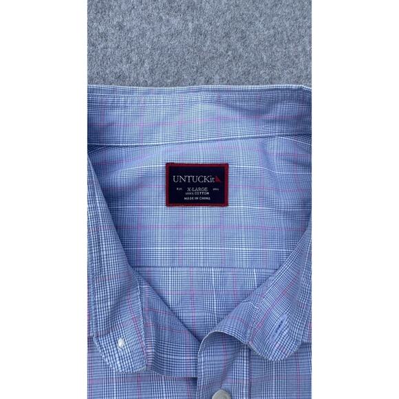 UNTUCKit Blue Plaid Casual Button Down Shirt - Picture 6 of 16